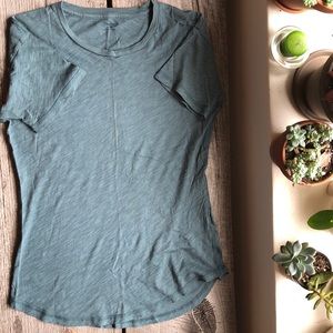 Crew neck teal cotton tee